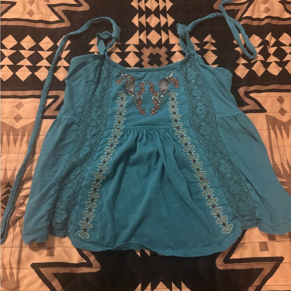 Turquoise boho top